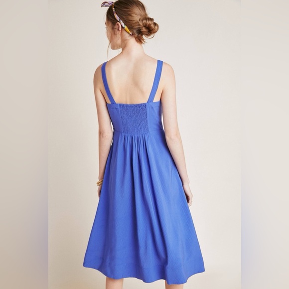 Anthology Maeve Blue Midi Sundress Size 0 Adjustable Straps Pockets - Picture 2 of 8